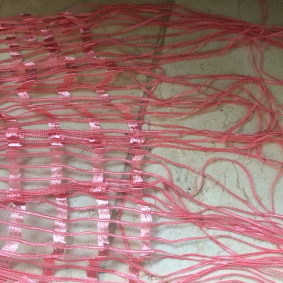 SIMPLY NOELLE Pink Orange Coral Crochet Fishnet Scarf Shawl NWT - Picture 5 of 6